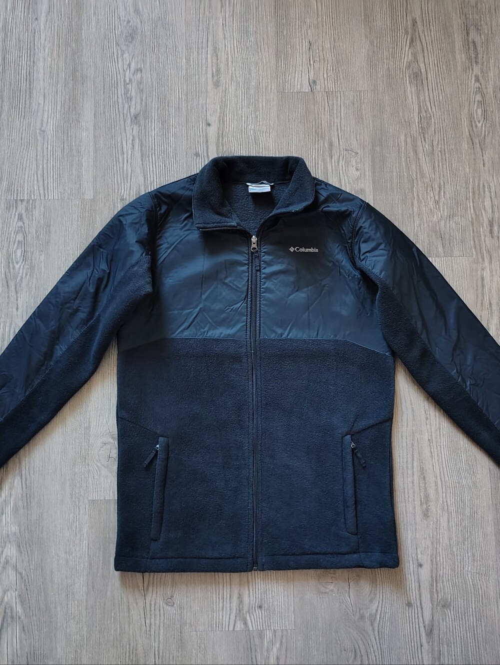 Columbia Boy's Basin Butte Omni-Heat Hybrid Fleece Jacket in Black, Size XL
